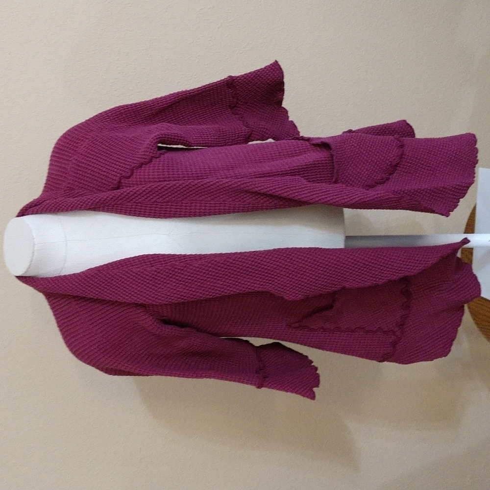 Focus Waffle Weave Open Front Cardigan Size S